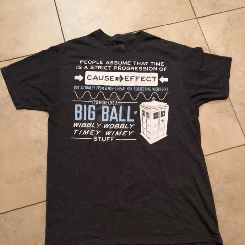 Dr who shirt mens size large phone booth time cause & effect